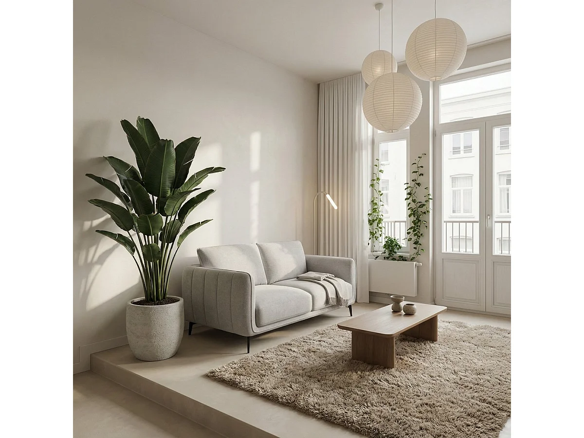 Tweezitsbank Selena van stof - grijs