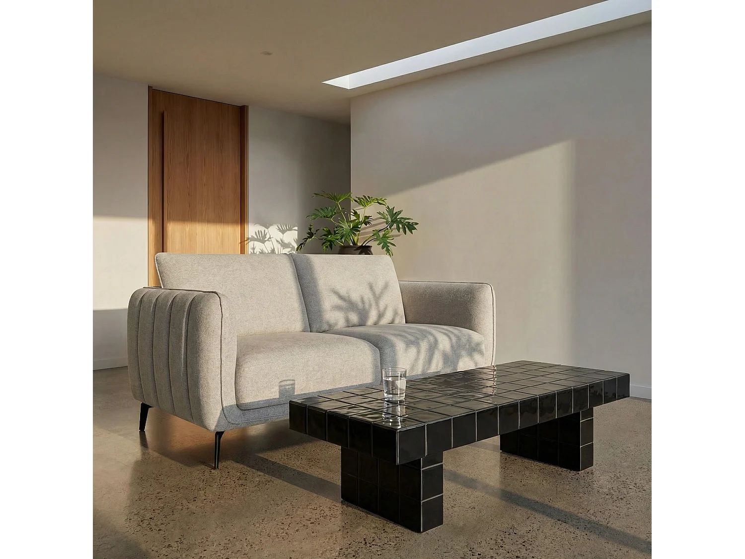 Canapé Selena - 2 places - Tissu - Gris