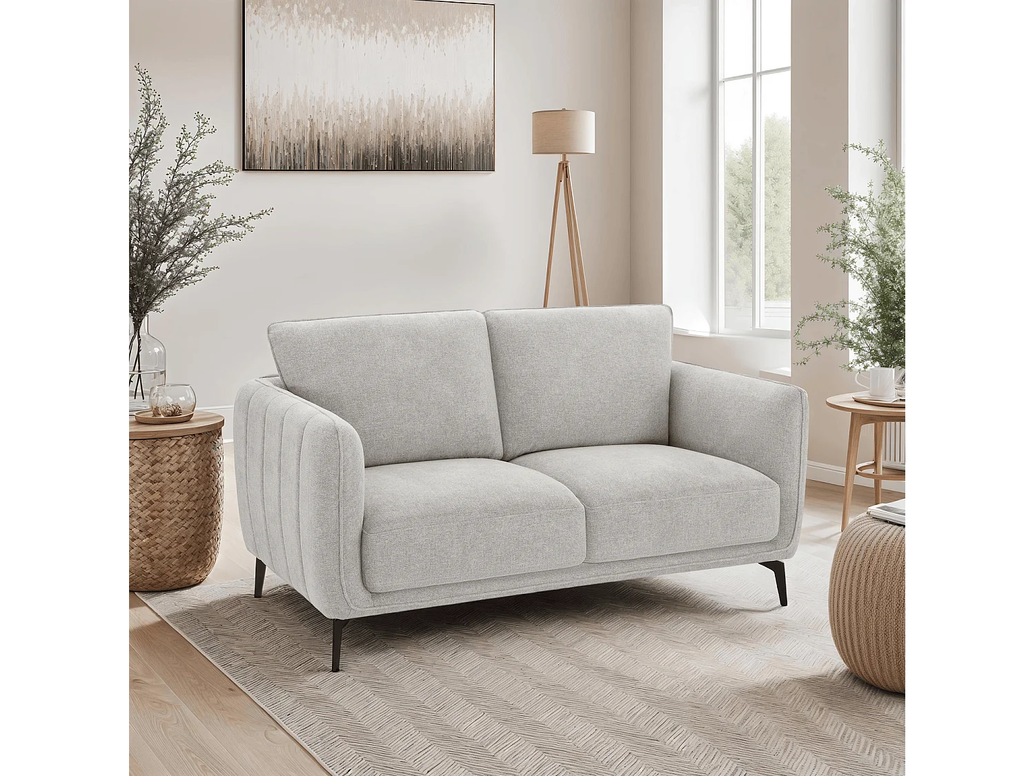 Tweezitsbank Selena van stof - grijs