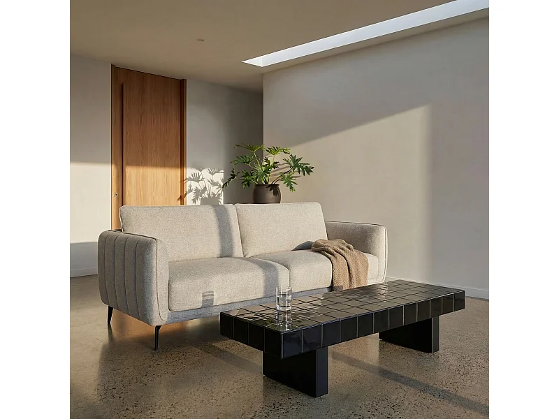 Driezitsbank Selena van stof - grijs