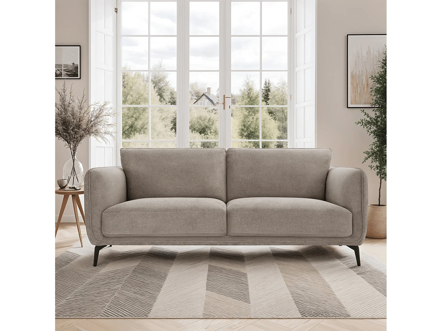 Canapé Selena - 3 places - Tissu - Beige