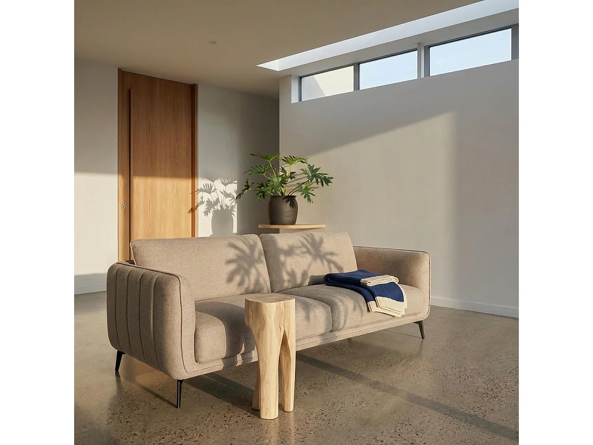 Driezitsbank Selena van stof - beige