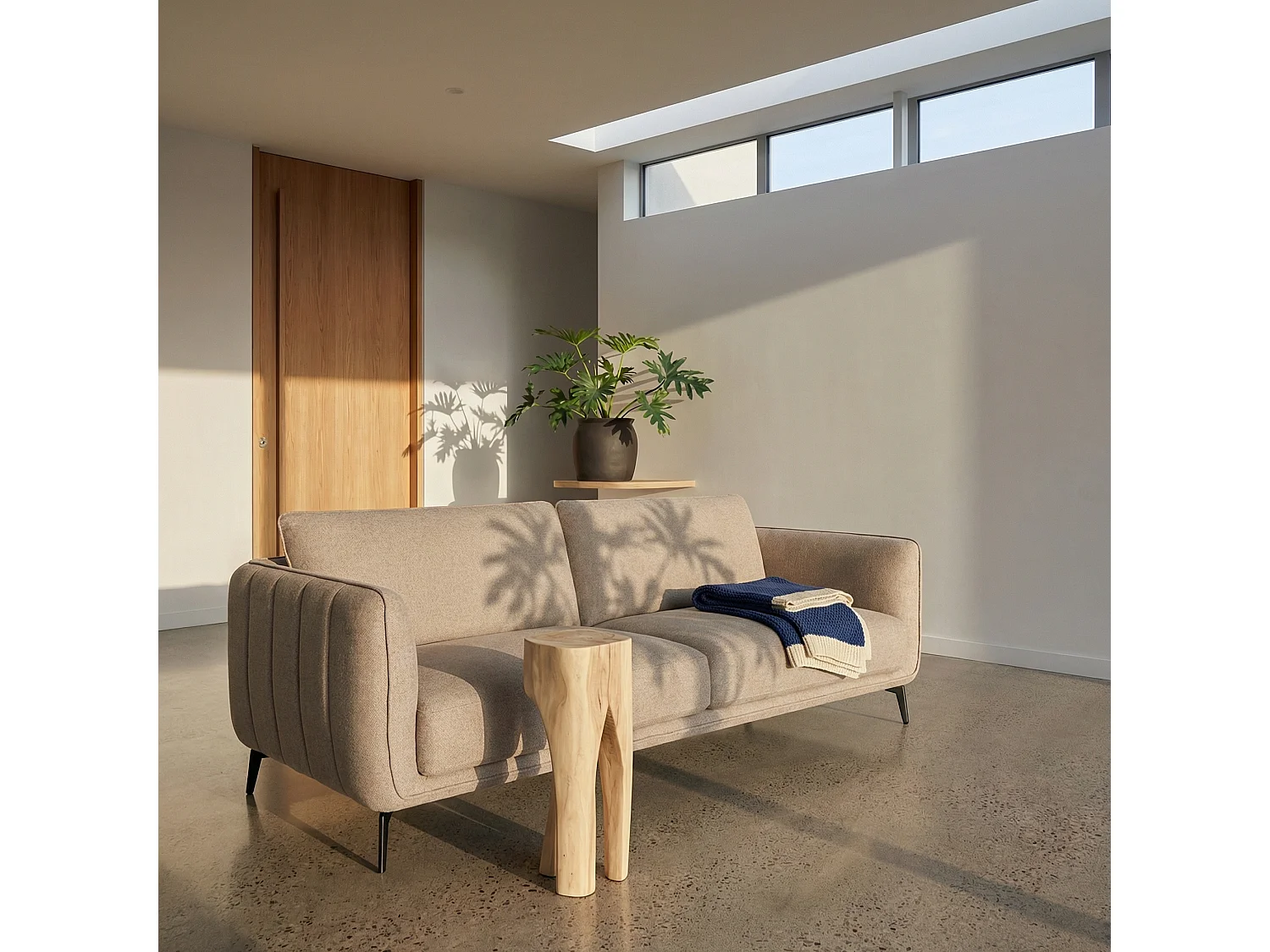 Canapé Selena - 3 places - Tissu - Beige