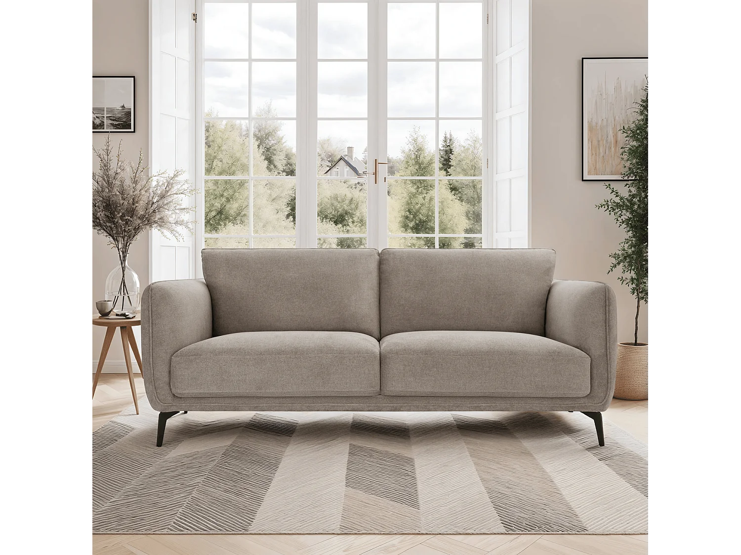 Canapé Selena - 3 places - Tissu - Beige