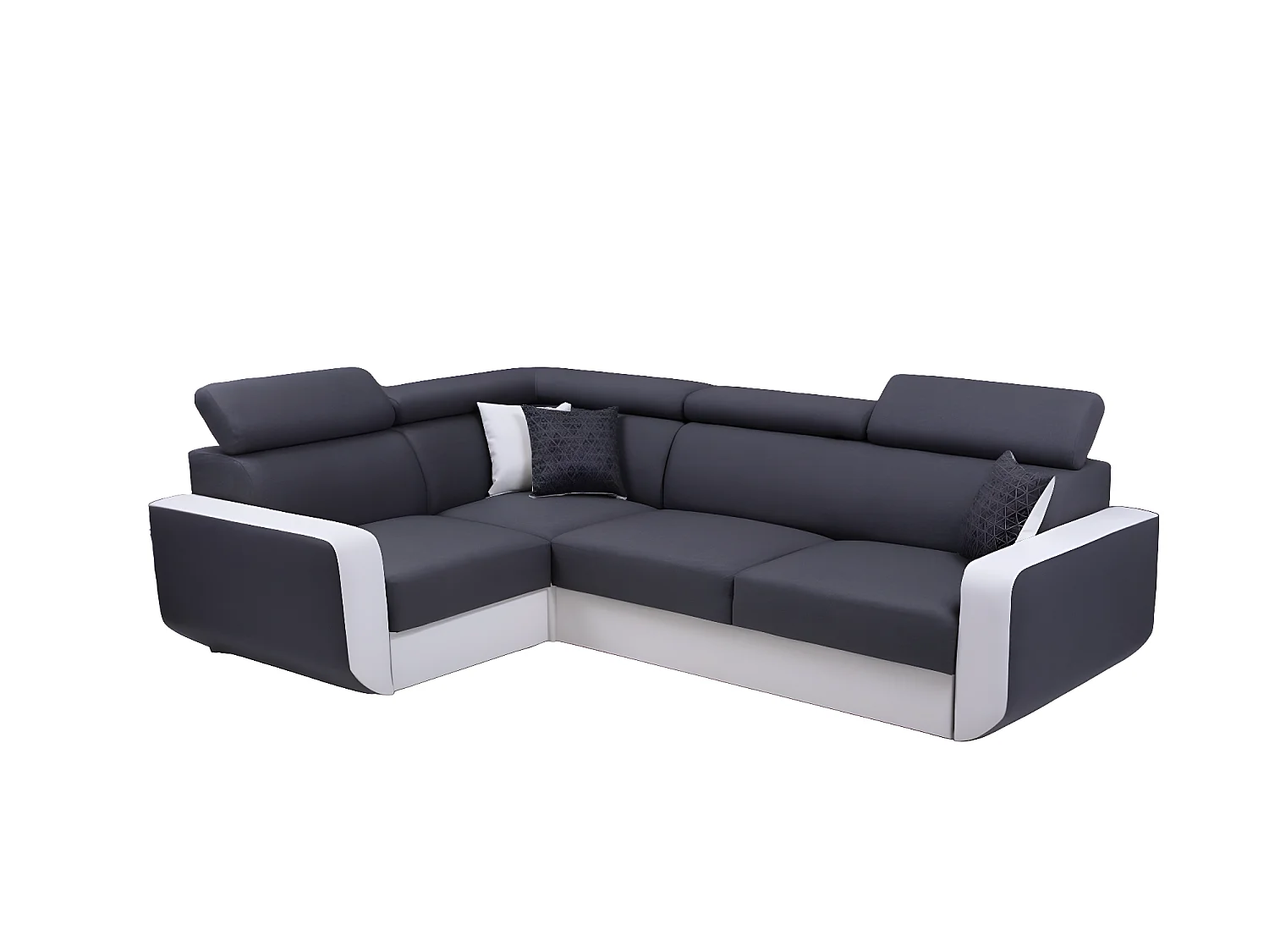 Canapé d'angle convertible et réversible EMPERO N gris et blanc