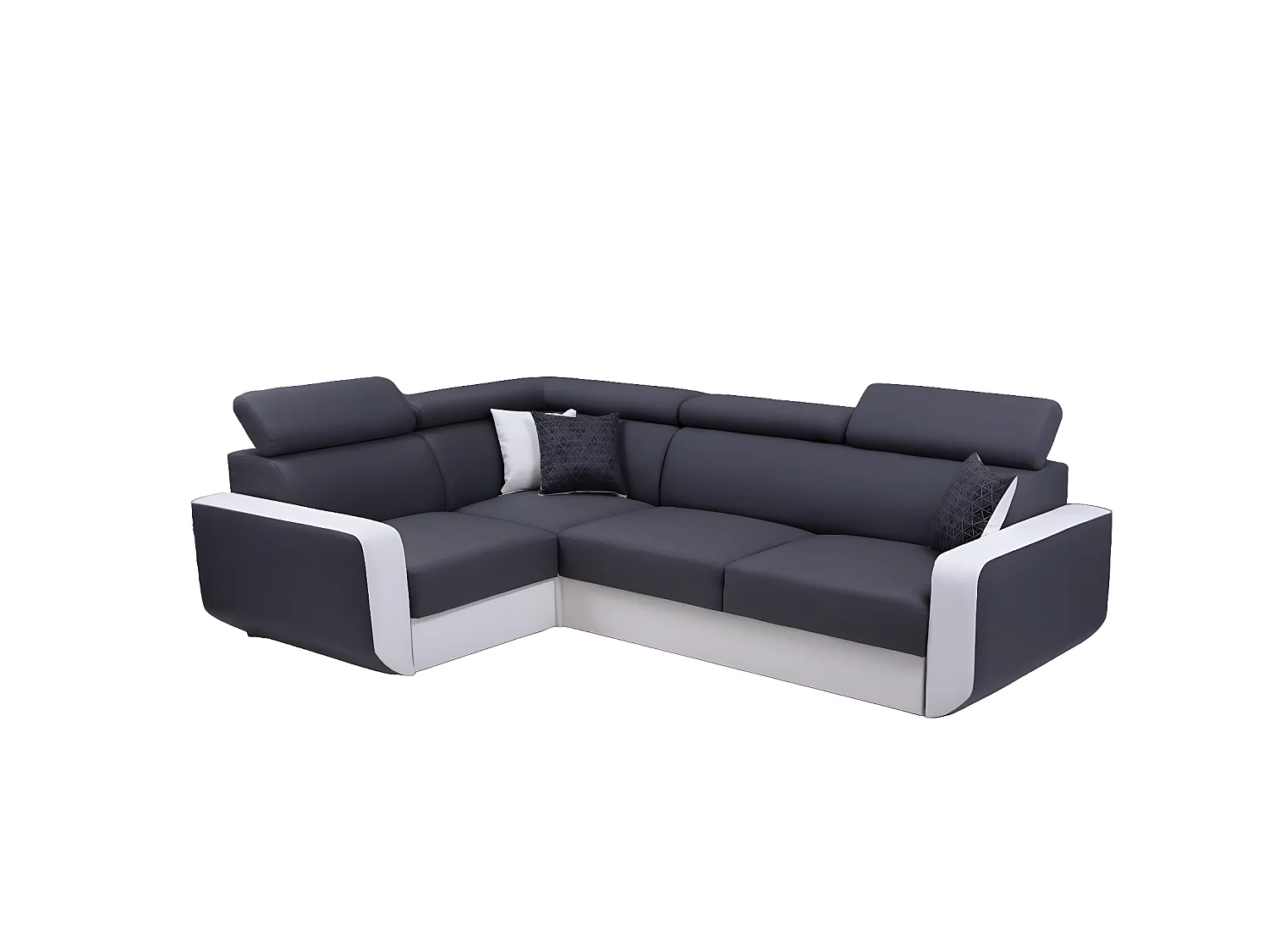 Canapé d'angle convertible et réversible EMPERO N gris et blanc