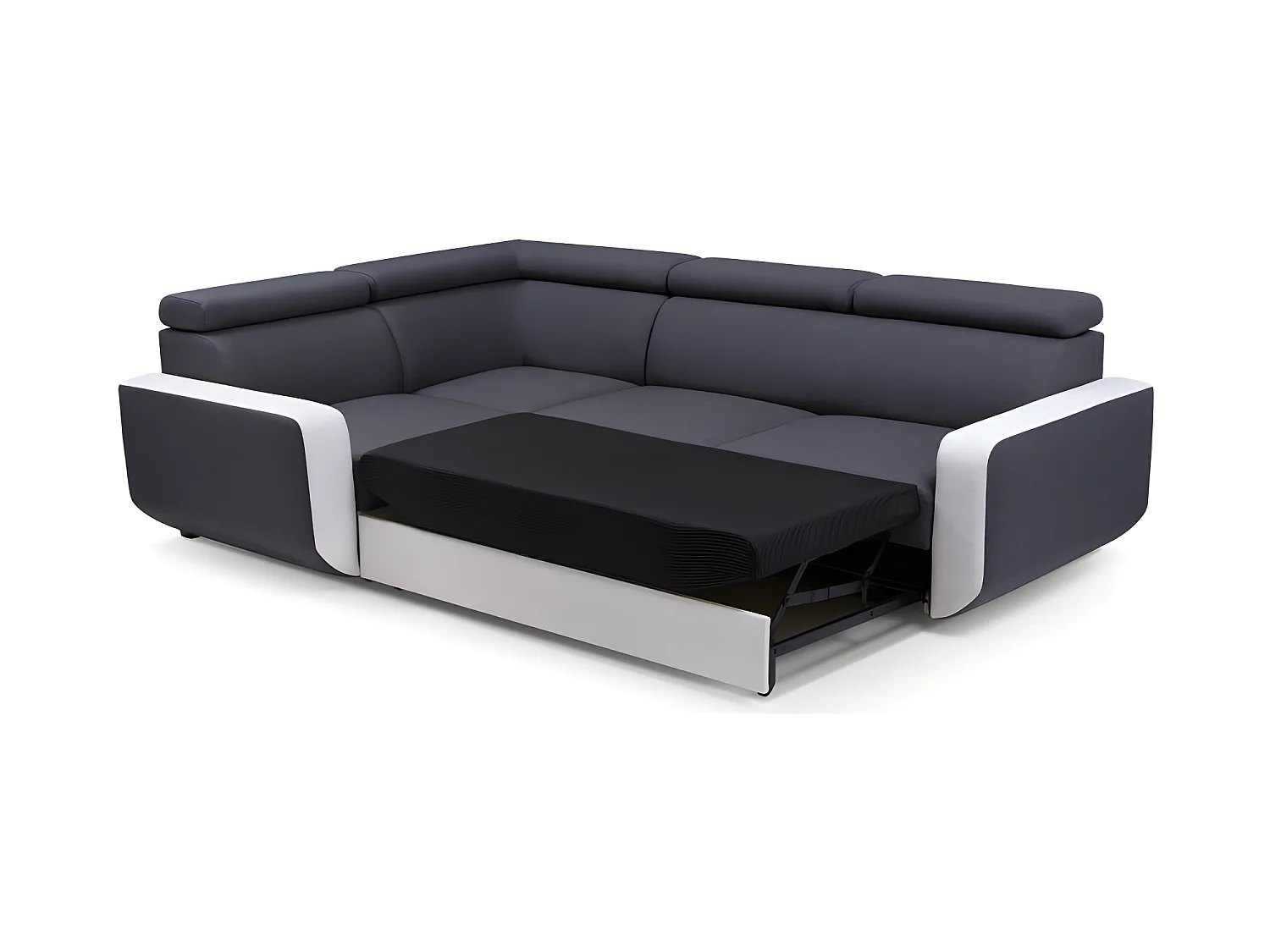 Canapé d'angle convertible et réversible EMPERO N gris et blanc