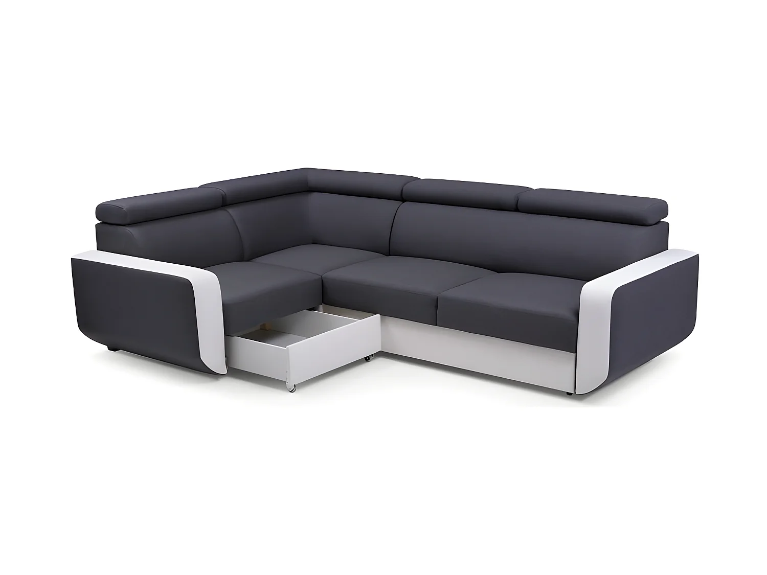 Canapé d'angle convertible et réversible EMPERO N gris et blanc