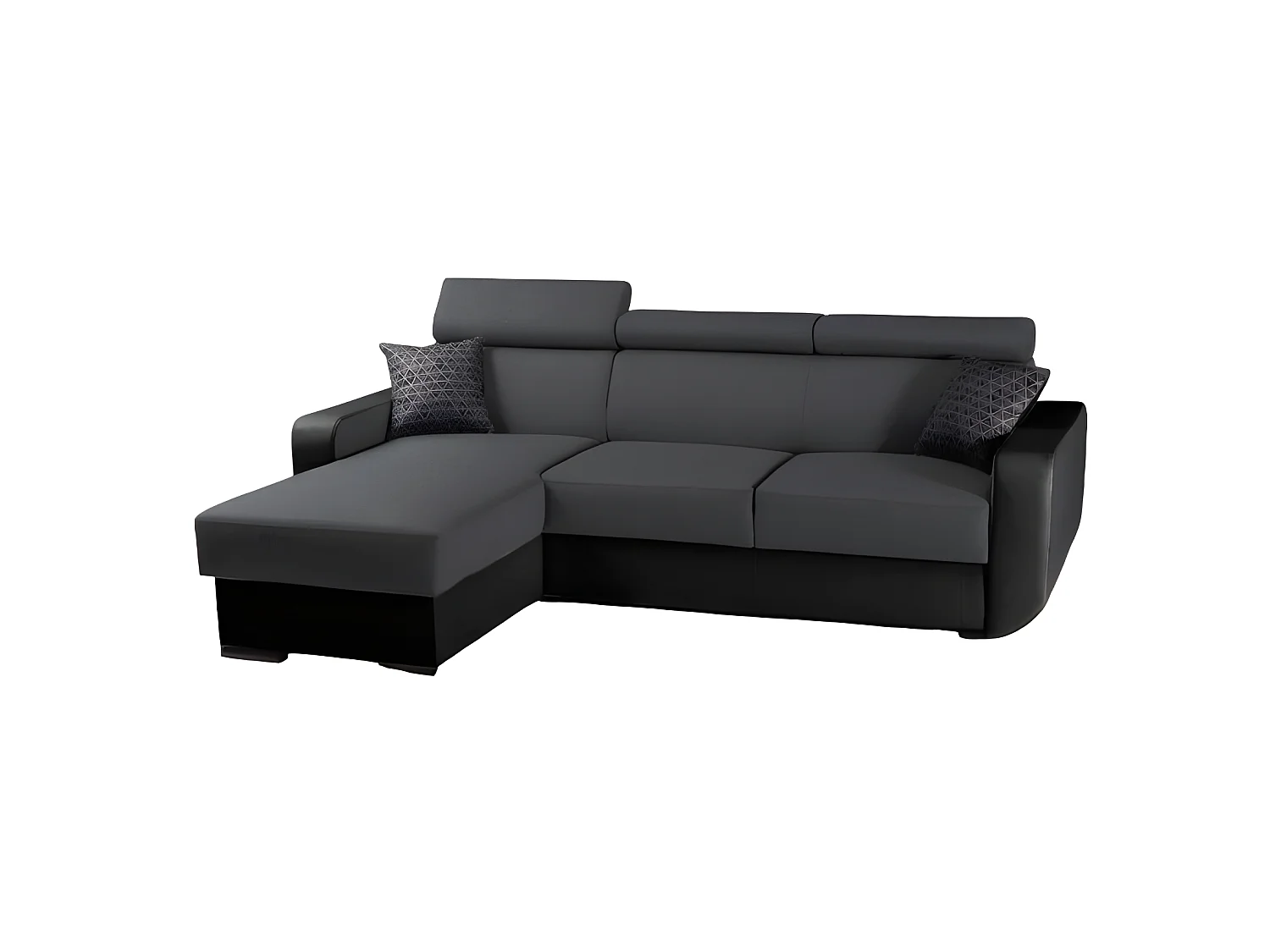 Canapé d'angle convertible et réversible EMPERO L gris et noir