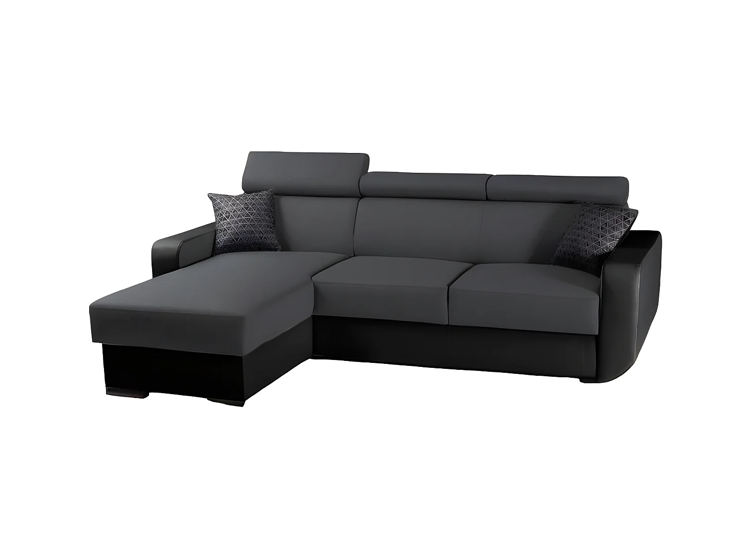 Canapé d'angle convertible et réversible EMPERO L gris et noir