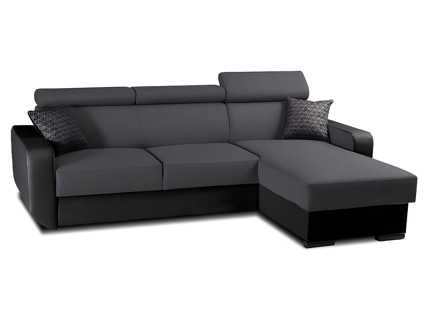 Canapé d'angle convertible et réversible EMPERO L gris et noir