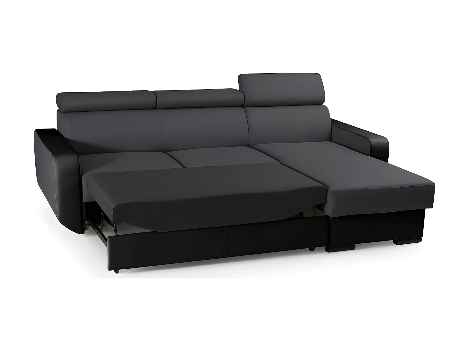 Canapé d'angle convertible et réversible EMPERO L gris et noir