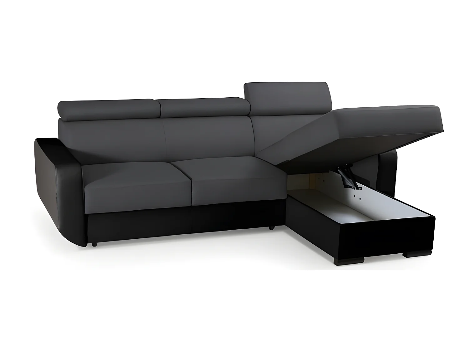 Canapé d'angle convertible et réversible EMPERO L gris et noir