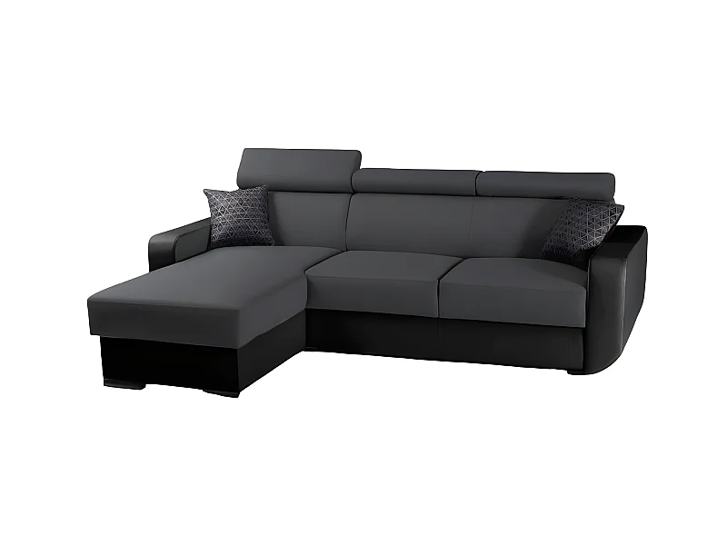 Canapé d'angle convertible et réversible EMPERO L gris et noir