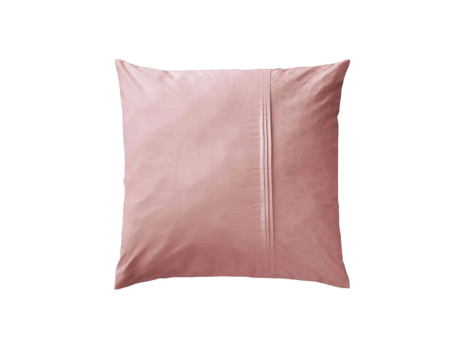 Taie d'oreiller 100% coton broderie anglaise rose 63x63