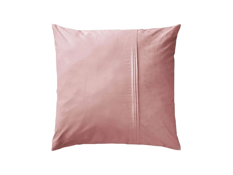 Taie d'oreiller 100% coton broderie anglaise rose 63x63