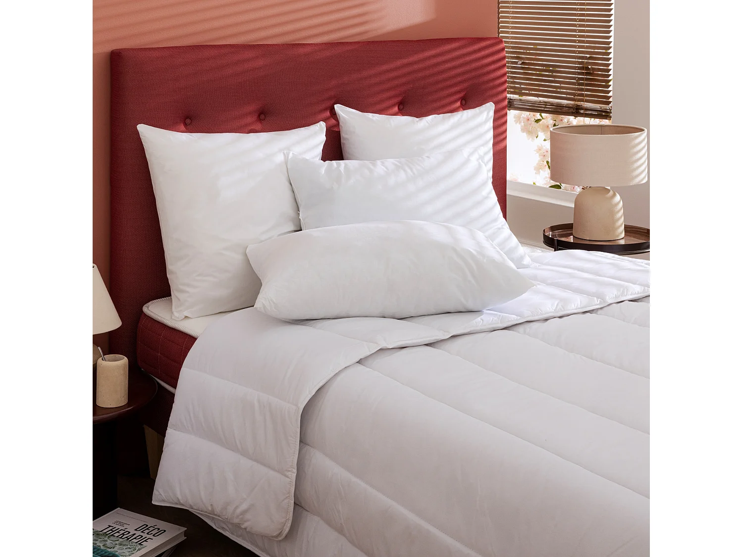 Lot de 2 oreillers éco naturels moelleux enveloppe coton bio Someo 65x65