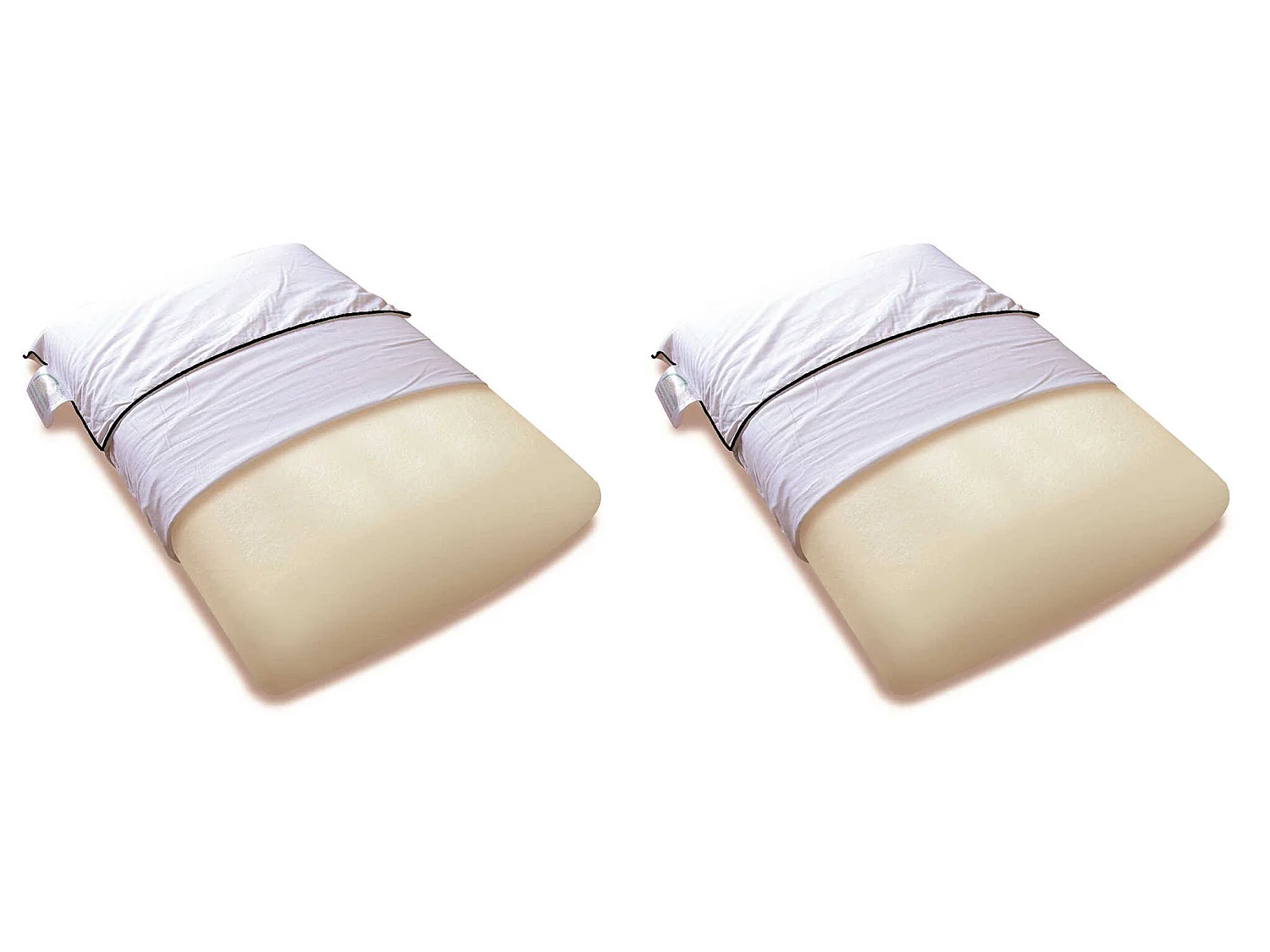 Lot de 2 oreillers mousse mémoire végétale et taies d'oreillers percale Someo 60x60