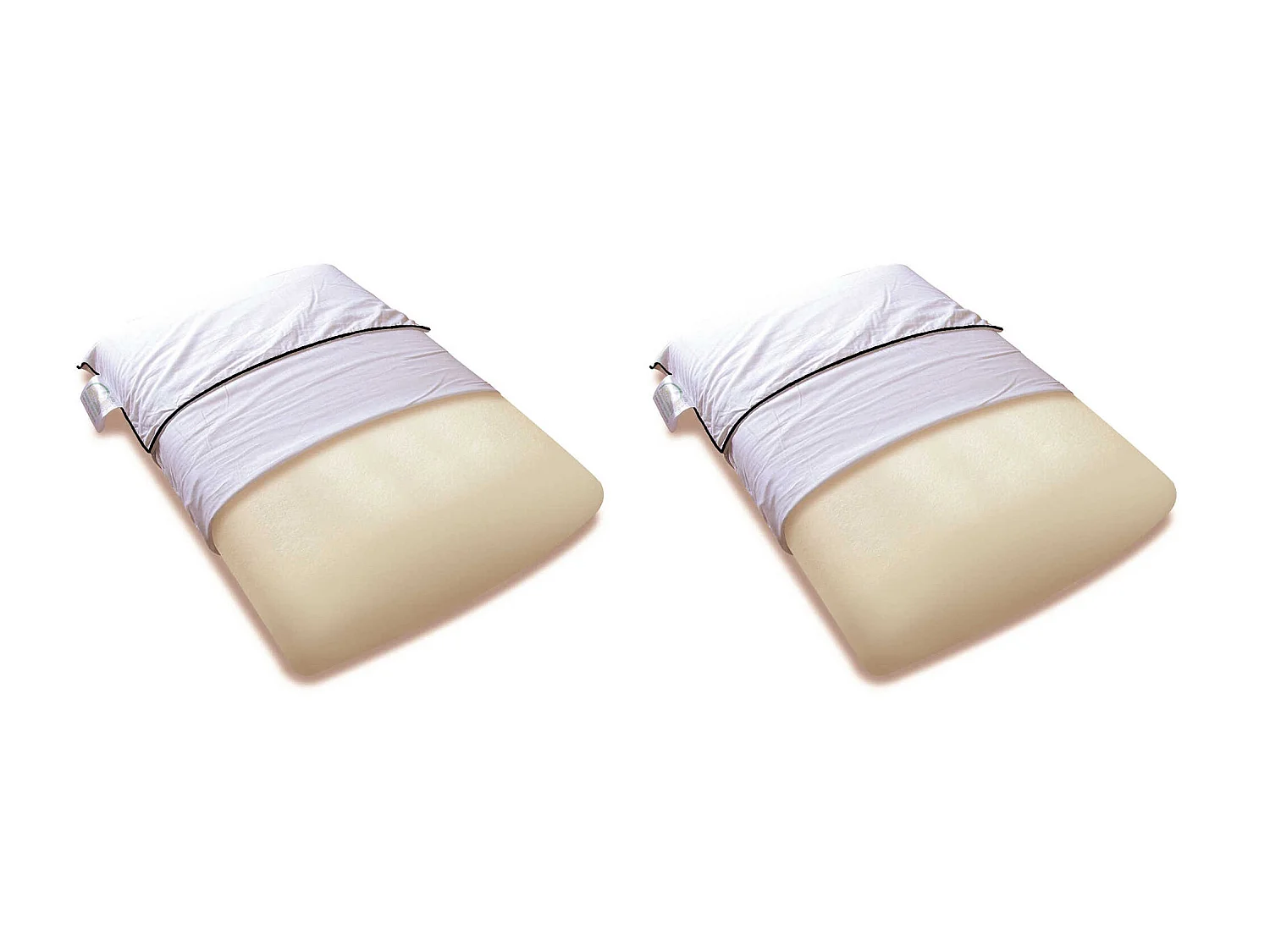 Lot de 2 oreillers mousse mémoire végétale et taies d'oreillers percale Someo 60x60