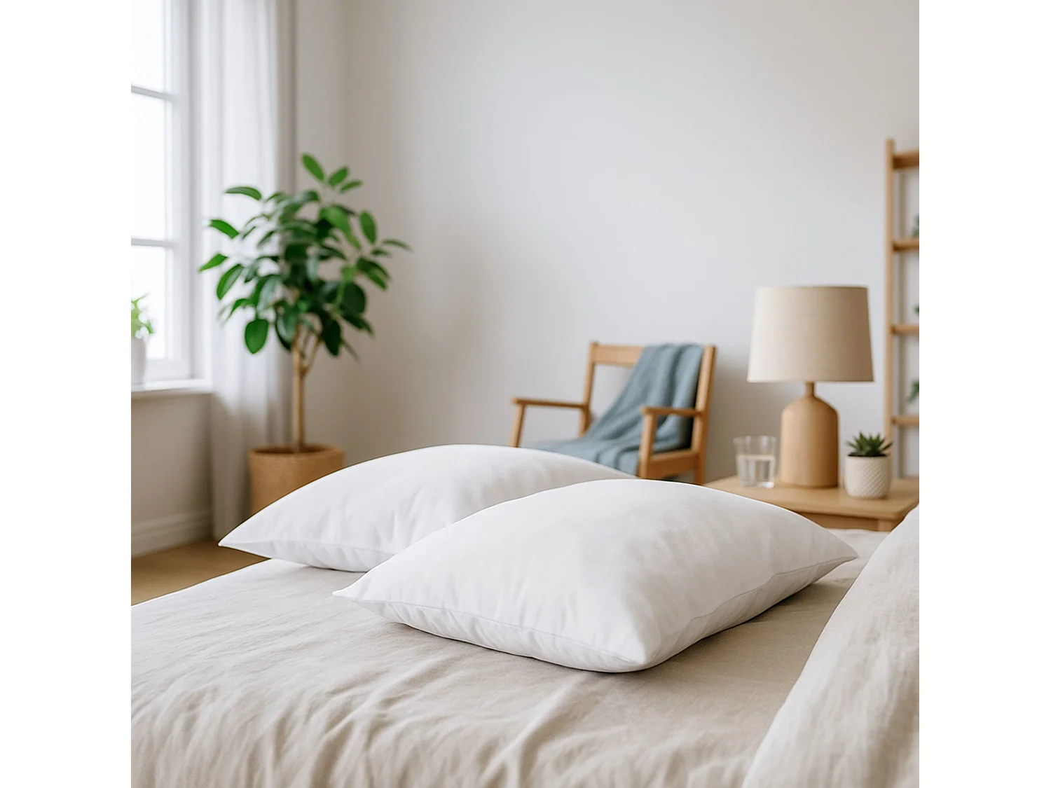 Lot de 2 oreillers recyclés moelleux enveloppe microfibre 50x70