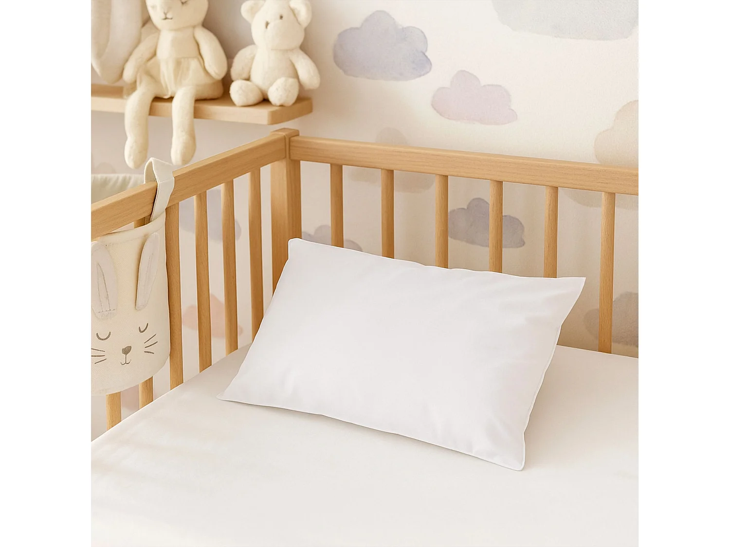Oreiller bébé anti-acariens enveloppe percale Someo 40x60