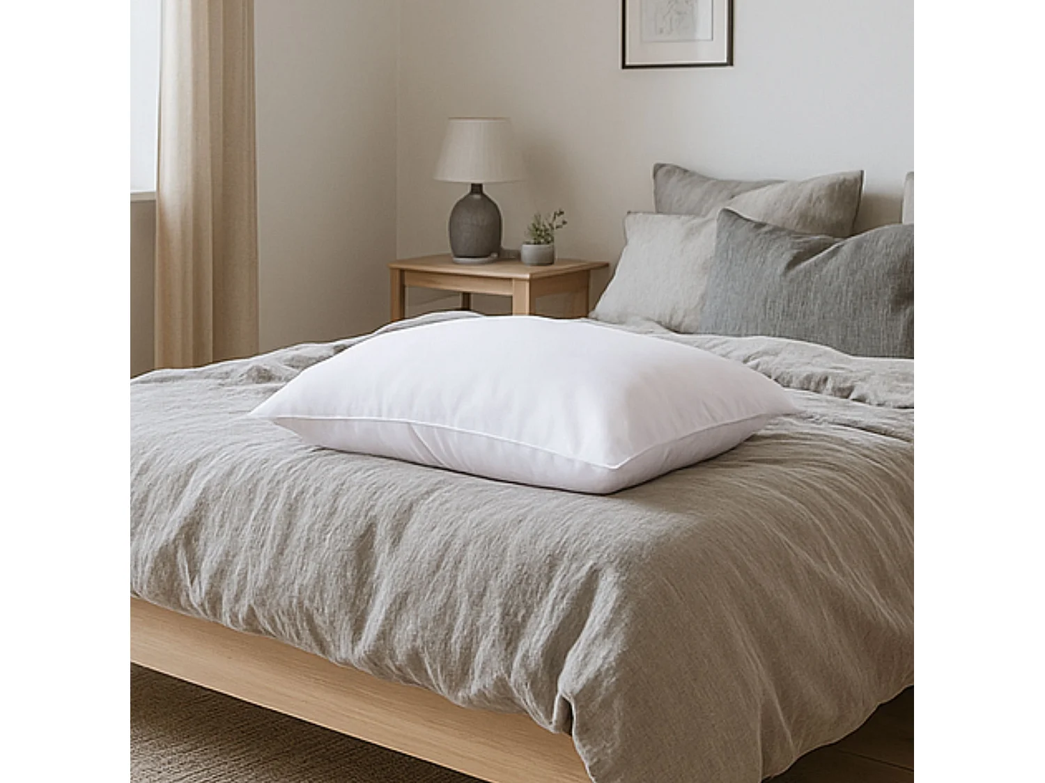 Oreiller recyclé moelleux enveloppe microfibre 60x60