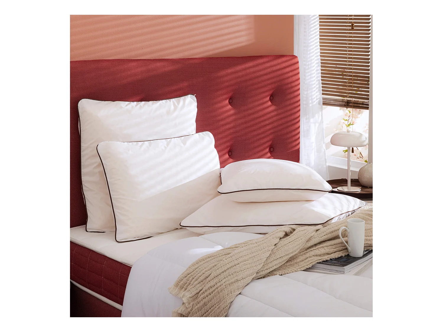 Oreiller latex naturel et taie d'oreiller percale Someo 40x60
