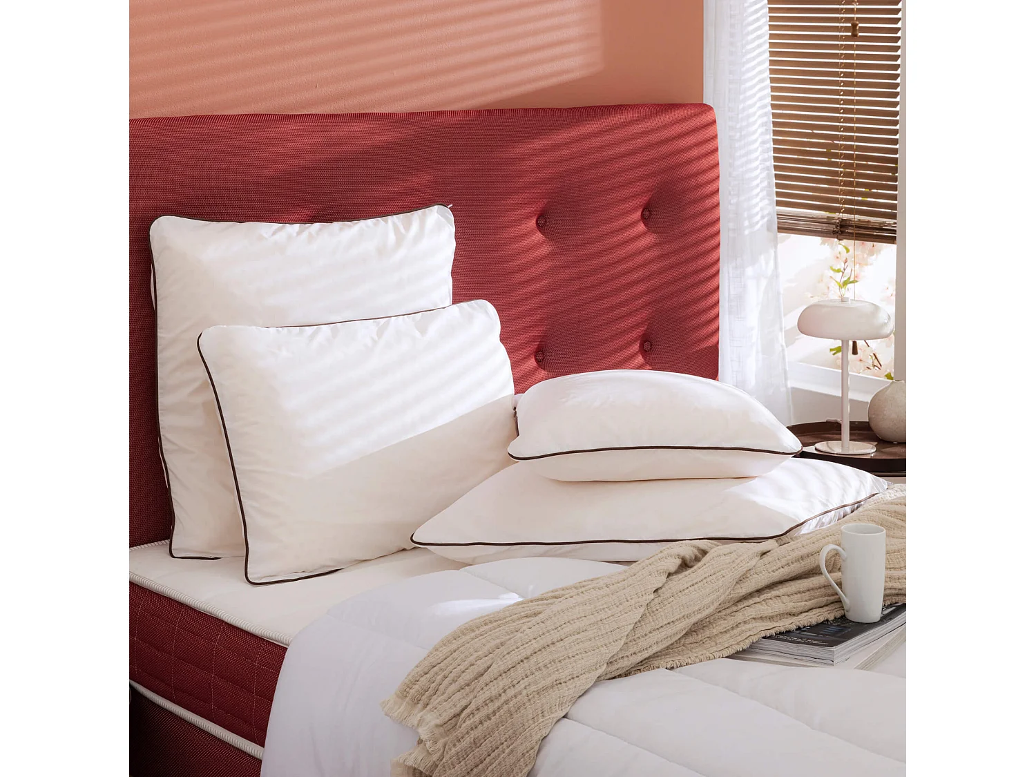 Oreiller latex naturel et taie d'oreiller percale Someo 40x60