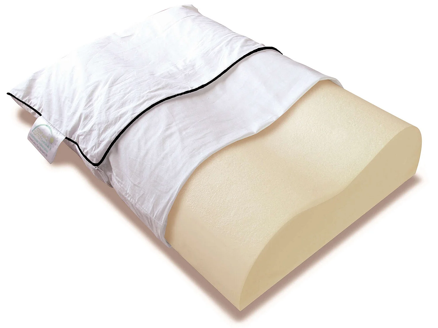 Oreiller ergonomique mousse mémoire végétale et taie d'oreiller percale Someo 40x60