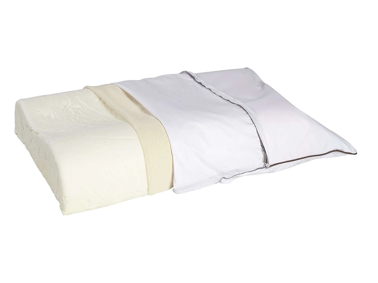Oreiller ergonomique mousse mémoire végétale et taie d'oreiller percale Someo 40x60