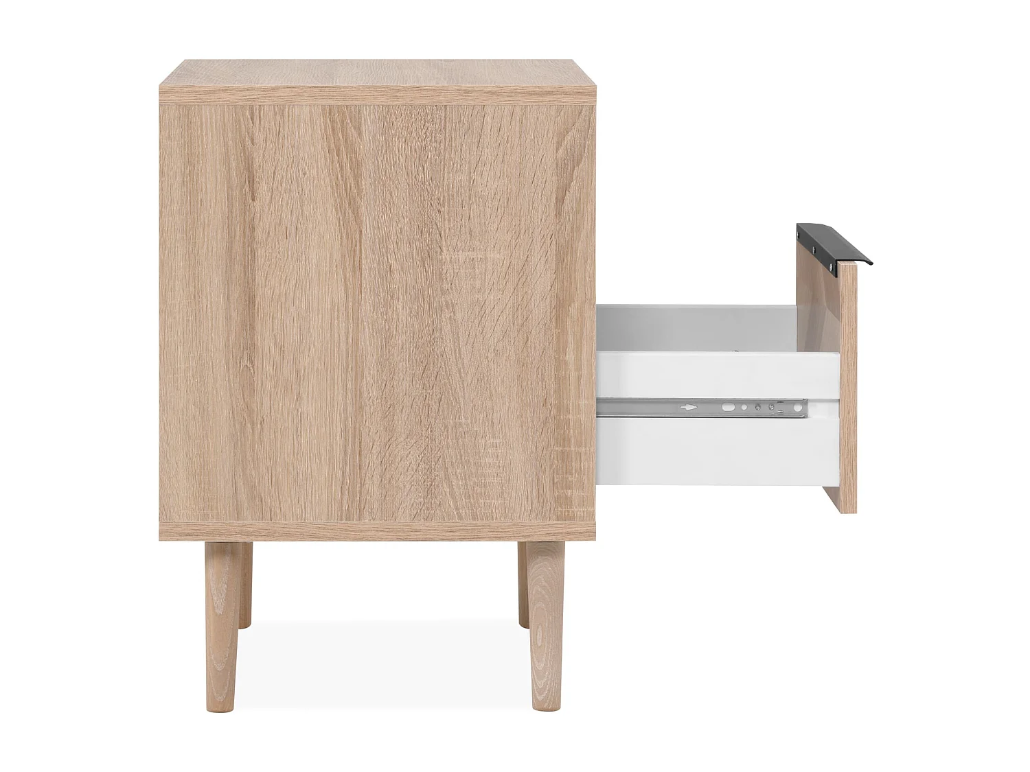 Table de chevet naturel 1 tiroir effet chevron avec pieds en bois massif - CH70104