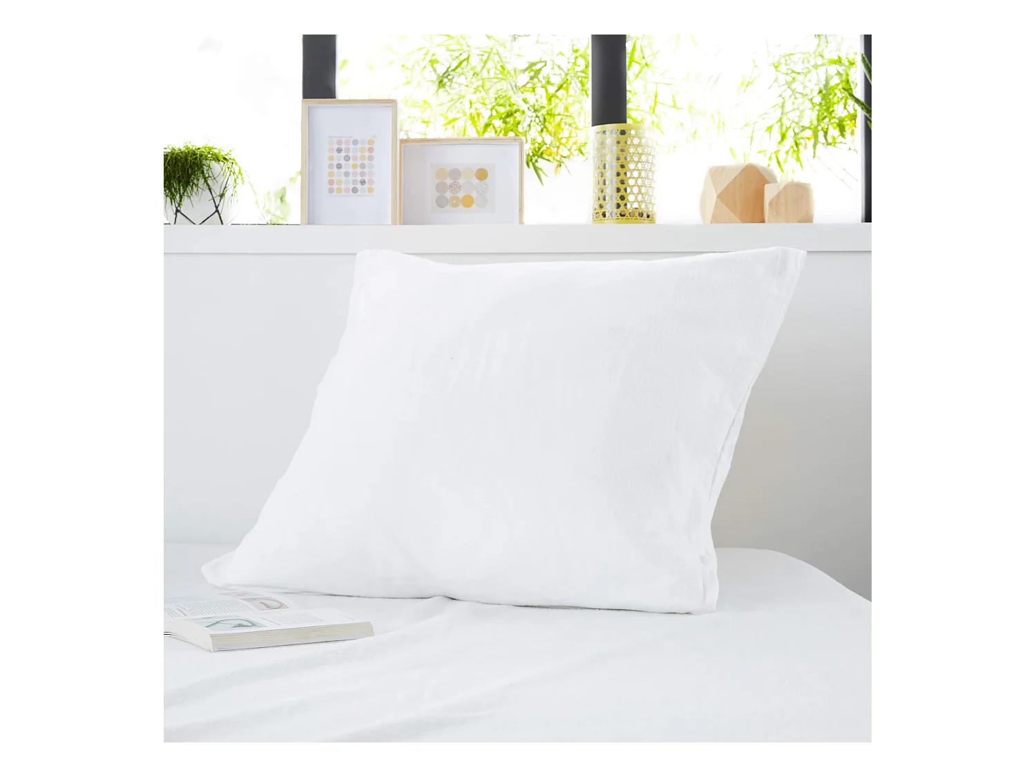 Lot de 2 protège oreillers molleton coton confortable et absorbant 65x65 cm