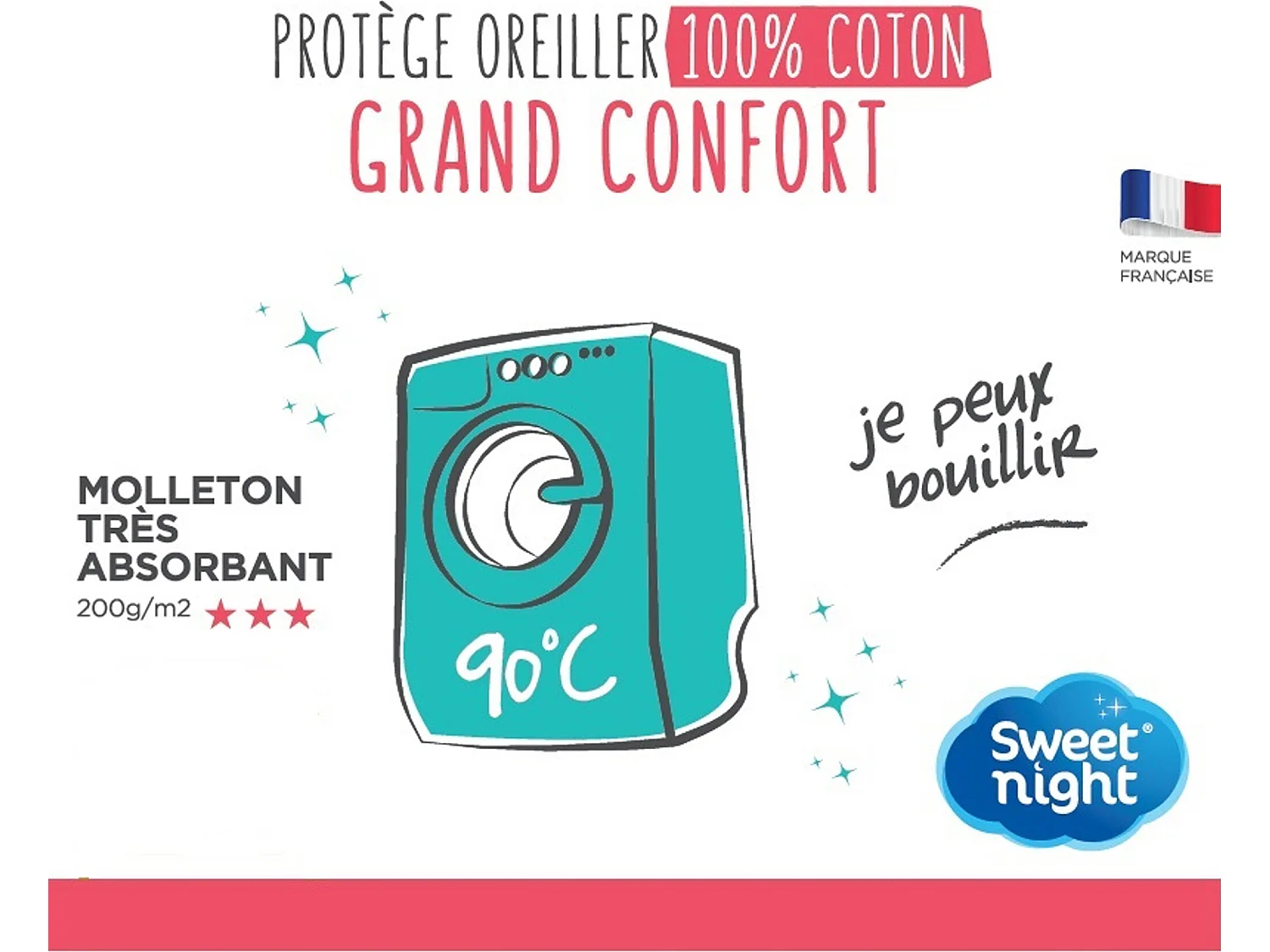 Lot de 2 protège oreillers 100% coton anti-rétrécissement absorbants silencieux et respirants 50x70 cm