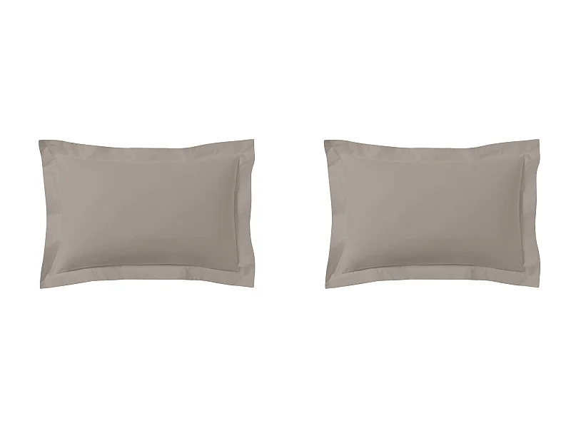 Lot de 2 taies d'oreillers percale lin 50x70 cm