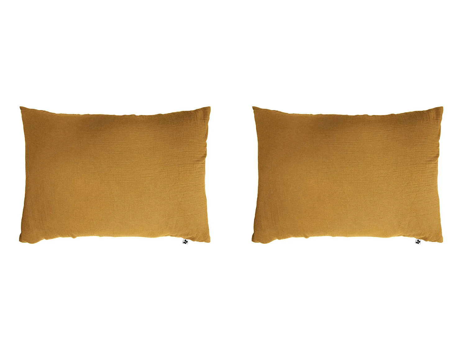 Lot de 2 taies d'oreillers double gaze de coton jaune safran 50x70 cm
