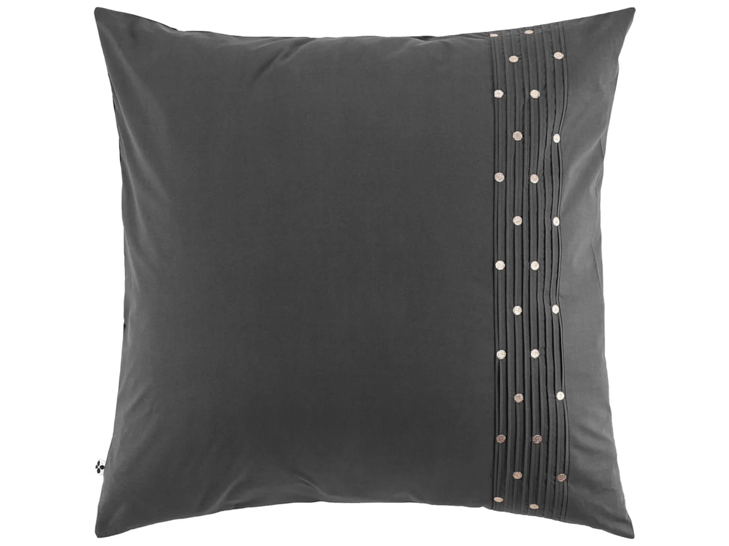 Taie d'oreiller brodée plis religieuses anthracite 63x63 cm