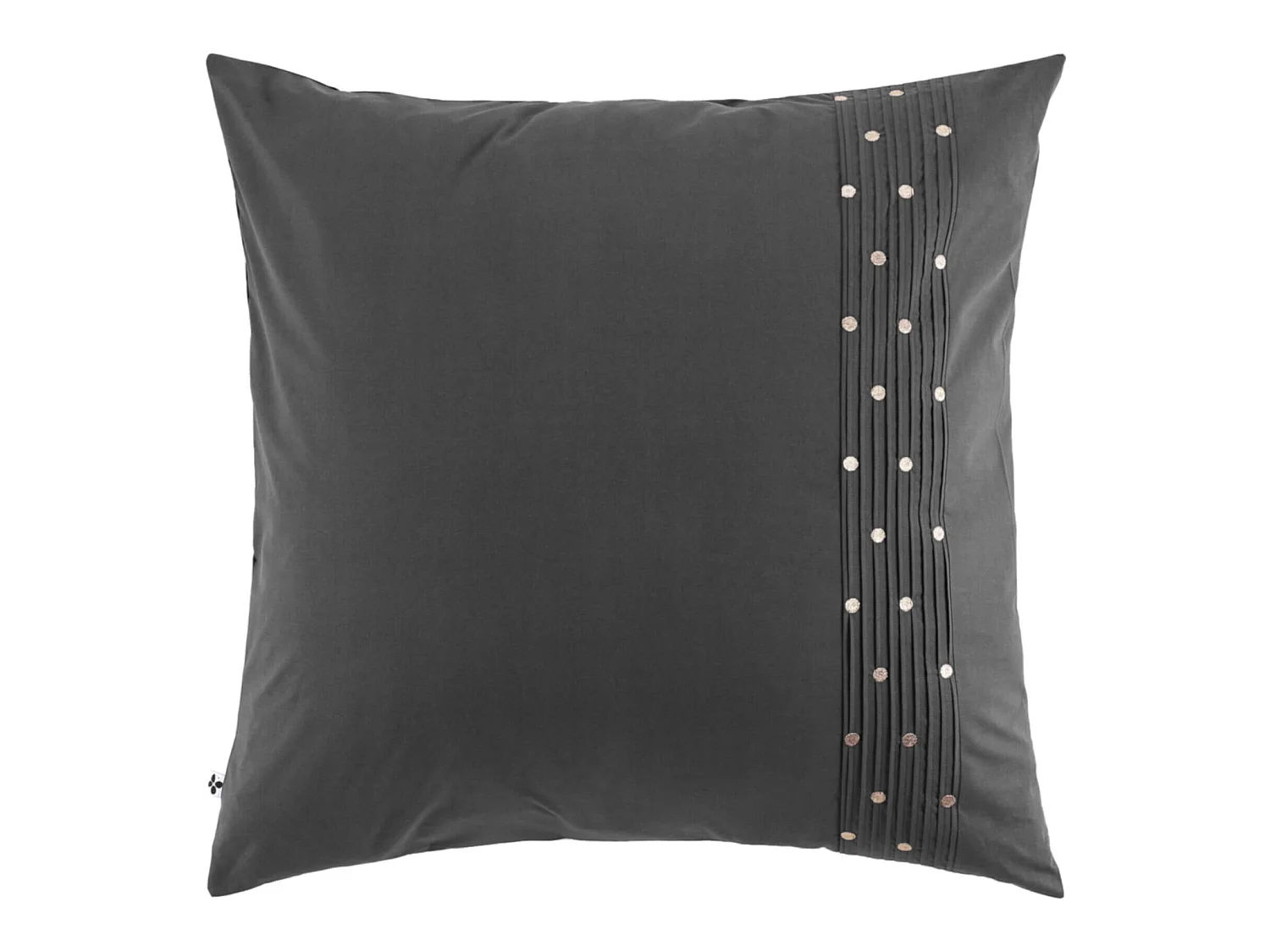 Taie d'oreiller brodée plis religieuses anthracite 63x63 cm