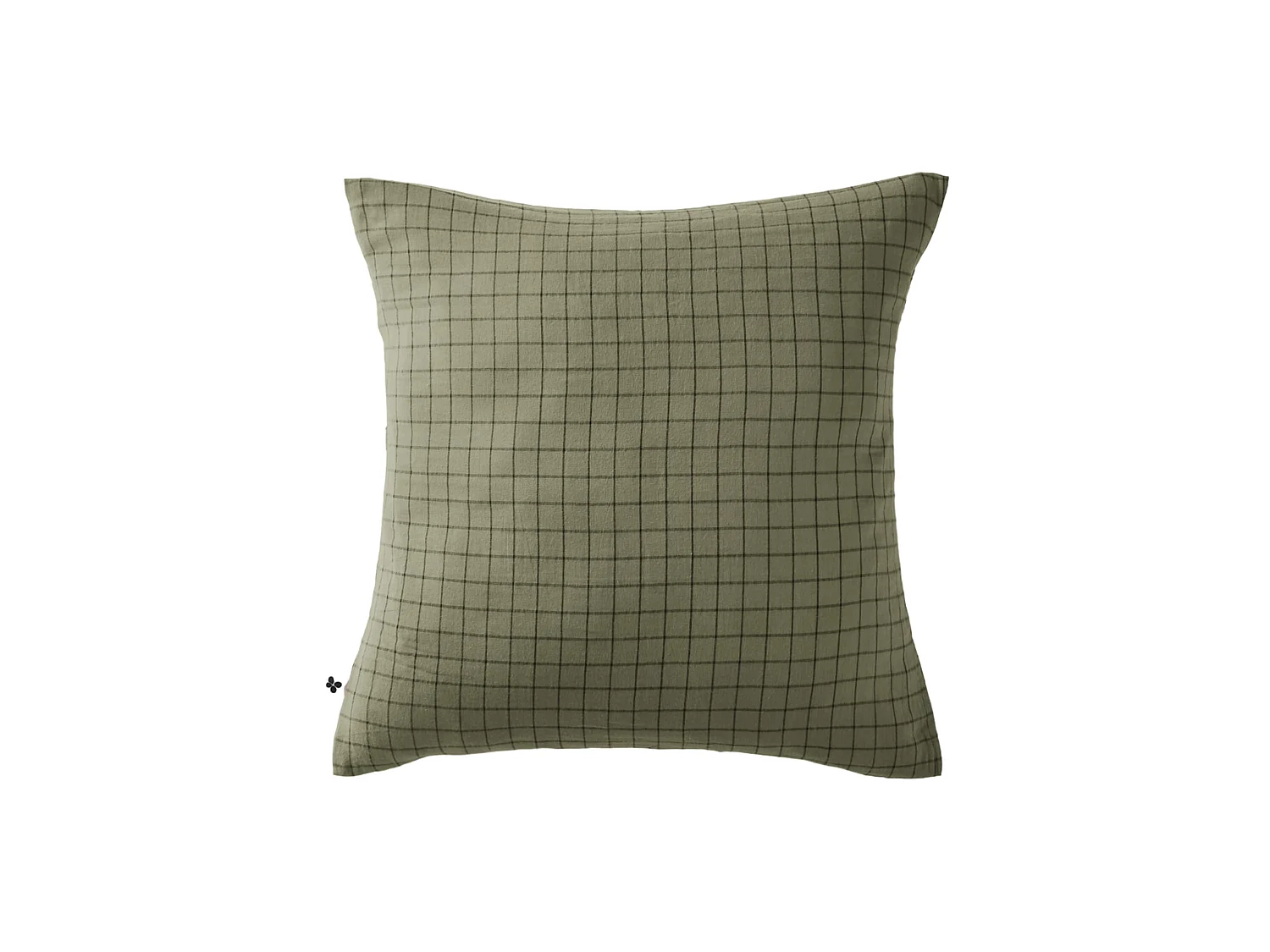 Taie d'oreiller à carreaux double gaze de coton kaki 60x60
