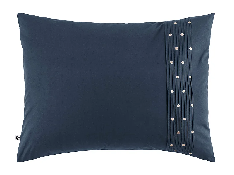 Taie d'oreiller brodée plis religieuses marine 50x70 cm