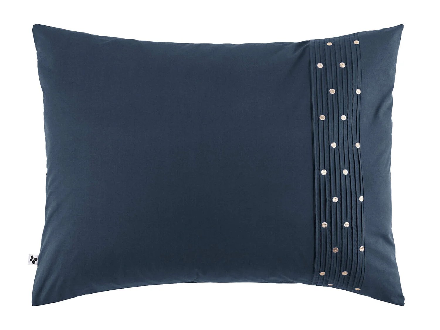 Taie d'oreiller brodée plis religieuses marine 50x70 cm
