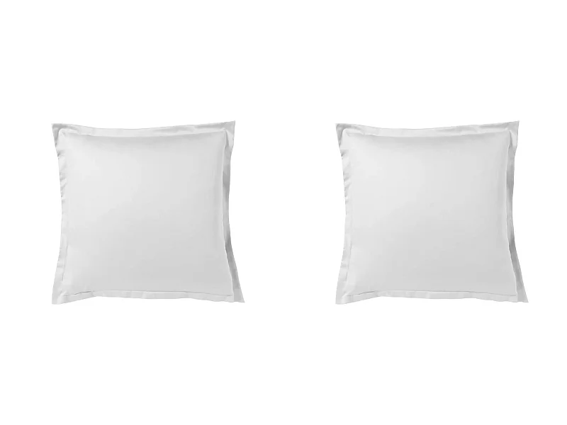 Lot de 2 taies d'oreiller blanc 100% satin de coton 65x65 cm