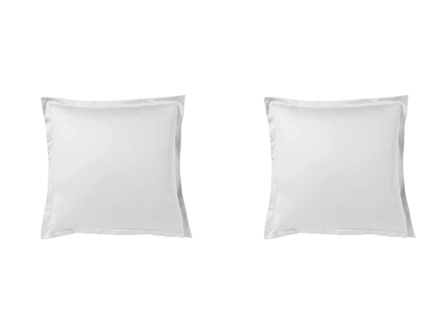 Lot de 2 taies d'oreiller blanc 100% satin de coton 65x65 cm