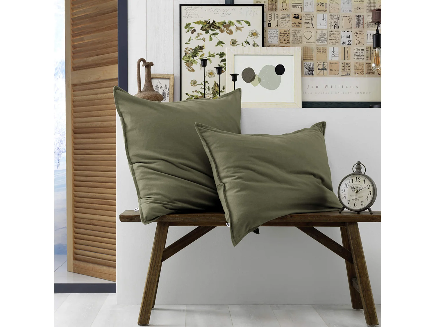 Taie d'oreiller flanelle kaki 50x70 cm