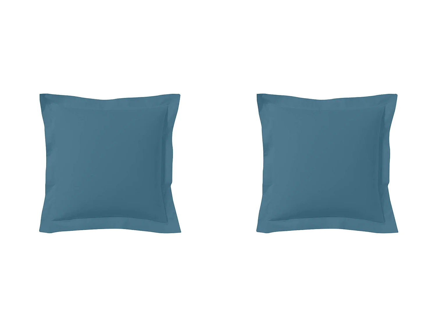 Lot de 2 taies d'oreillers bleu minéral 100% coton biologique 65x65 cm