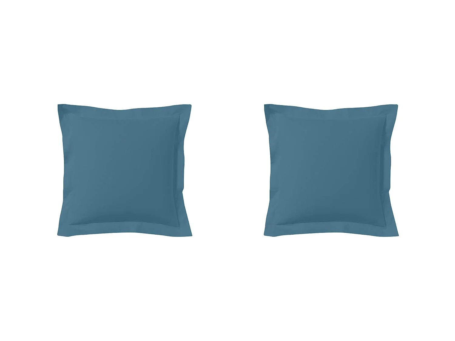 Lot de 2 taies d'oreillers bleu minéral 100% coton biologique 65x65 cm