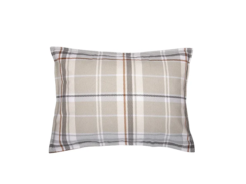 Taie d'oreiller flanelle imprimé à carreaux 50x70 cm gris