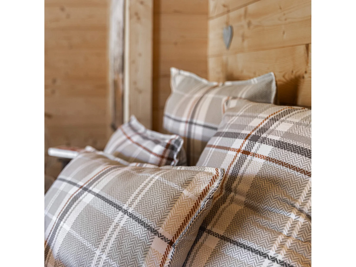 Taie d'oreiller flanelle imprimé à carreaux 50x70 cm gris