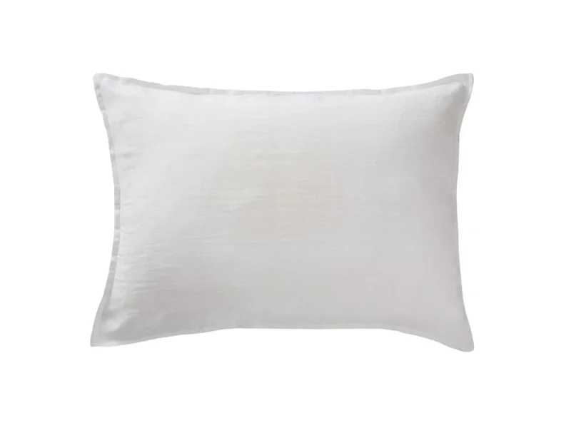 Taie d'oreiller lin lavé blanc 50x70