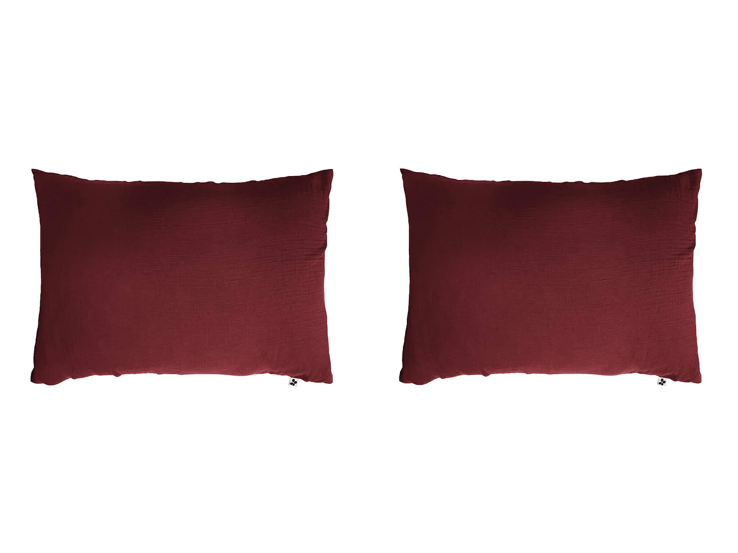 Lot de 2 taies d'oreillers double gaze de coton bordeaux 50x70 cm