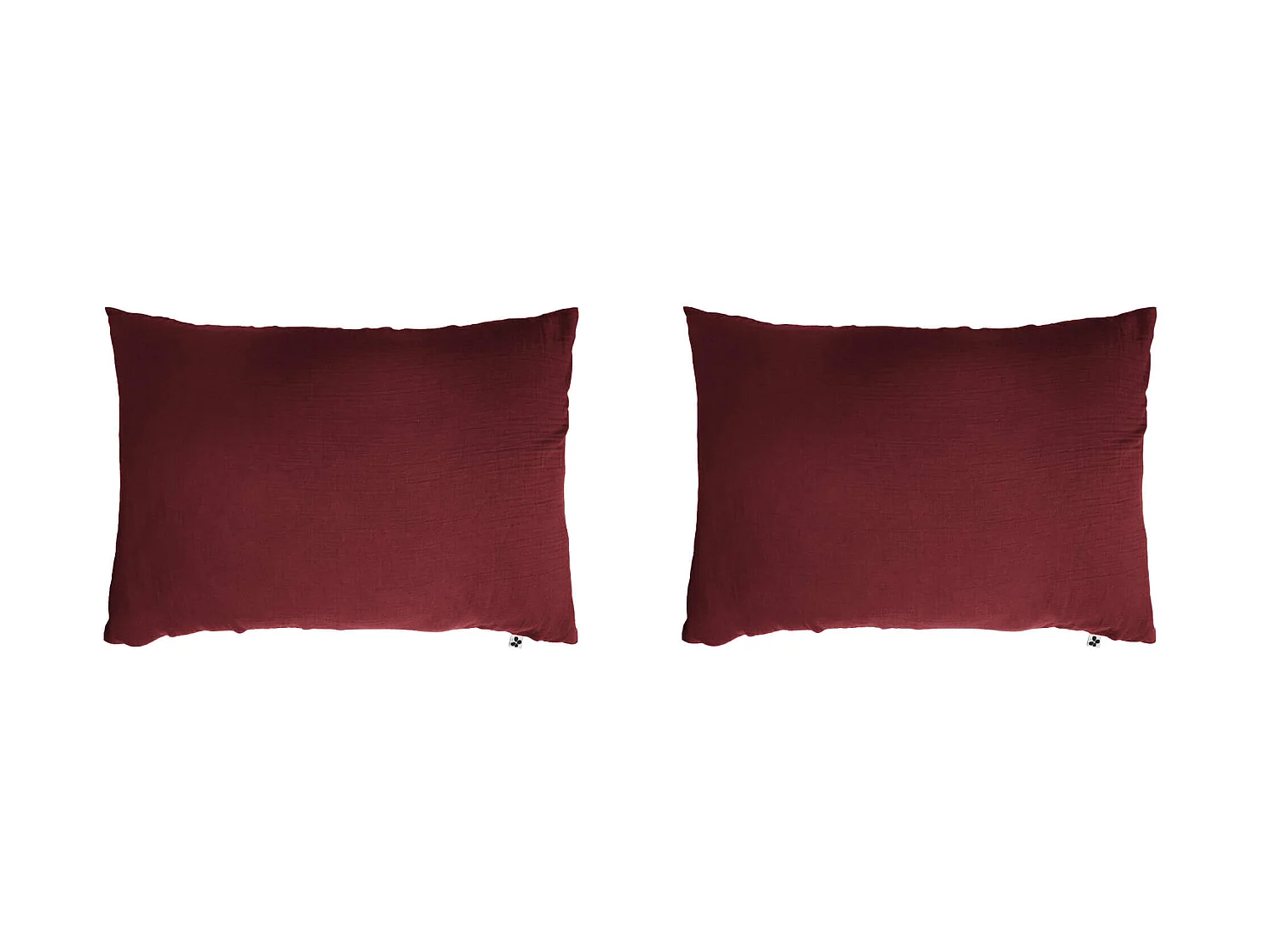Lot de 2 taies d'oreillers double gaze de coton bordeaux 50x70 cm